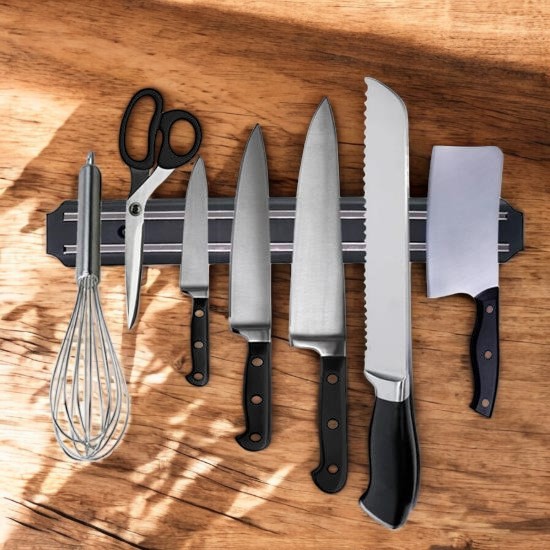 BUFFER® Mıknatıslı Paslanmaz Duvar Bıçak Askısı Standı 33 Cm Aparat